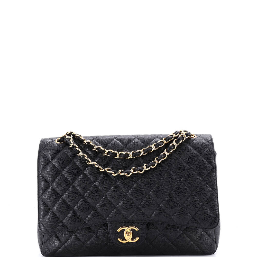 Chanel Maxi Vintage Classic Double Flap Bag Quilted Caviar